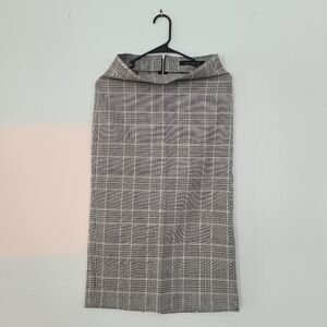 Zara Gray Checkered Pencil Skirt